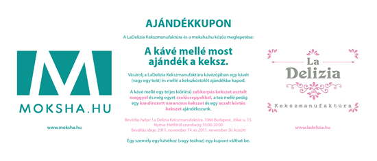 A La Delizia és a moksha.hu közös meglepetése: ajándékkupon.