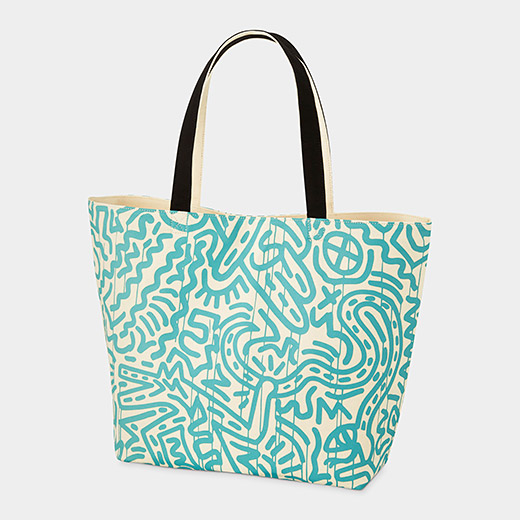 Tote_Uniqlo_Haring_Turquoise_Pattern_on_White