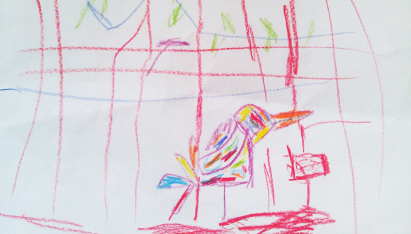 Zsombi: Papagáj (papír, ceruza)