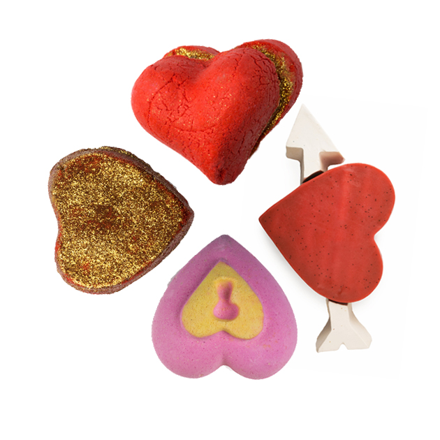 Heart Throb bubbleroon habfürdő, Cupid’s Love szappan, Love Locket fürdőbomba, Lonely Heart habfürdő/Lush