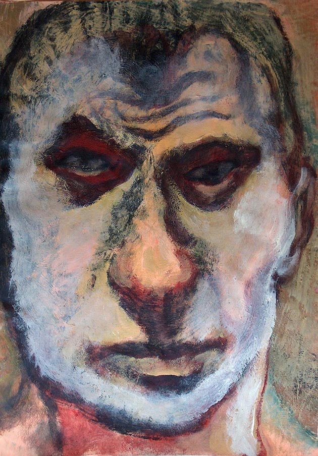 Gaál József: Fegyenc önarckép 56x40, akril, olaj, papír, 2005