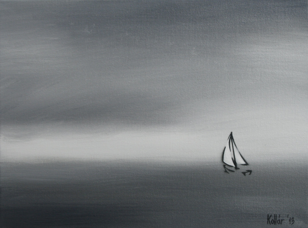 Kollár Andrea: Tengeróceán I., olaj, vászon, 30 x 40 cm, 2013