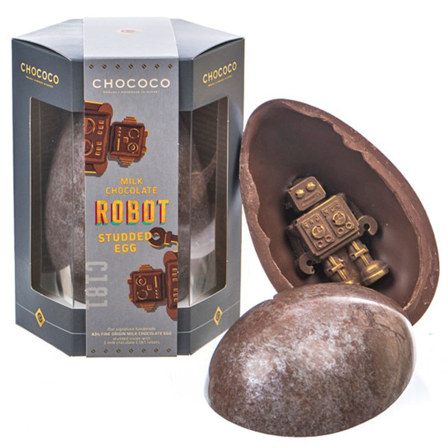 Robottal töltött csokitojás - Milk Chocolate C181 Robot Studded Egg/Gyártó: Chococo