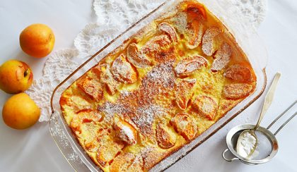 Sárgabarackos-meggyes clafoutis vagy tejpite