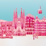 A Sagrada Família és Barcelona rózsaszín papírból