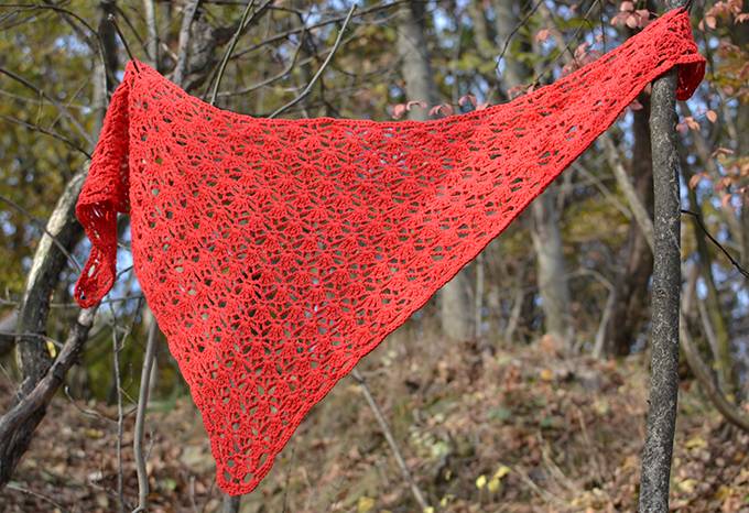 red rochet triangle scarf