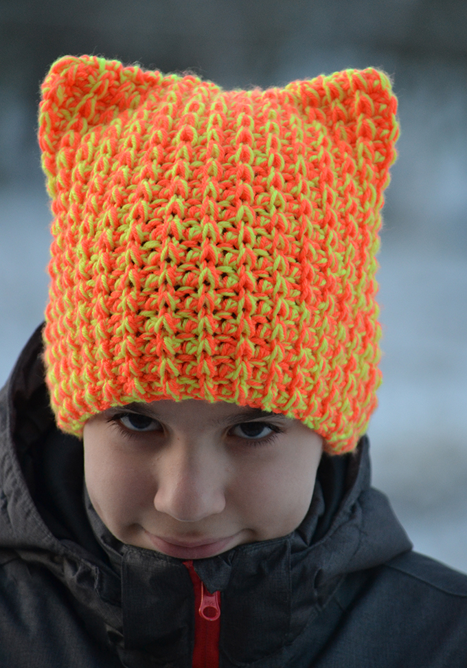 Horgolt macska sapka (Simple Free Crochet Cat Beanie Pattern)