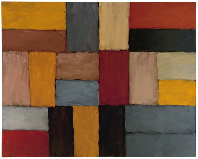 Sean Scully Fényfal Zacatecas (Wall of Light Zacatecas), 2010 olaj, lenvászon; 279,8 × 350,4 cm magángyűjtemény © Sean Scully. A művész engedélyével. Fotó: Christoph Knoch