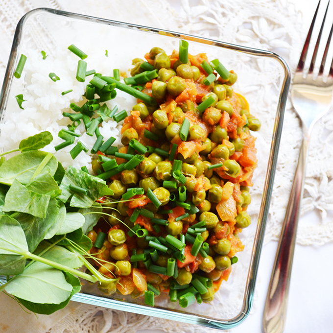 Zöldborsó curry, avagy fűszeres zöldborsópörkölt/Fotó: Myreille