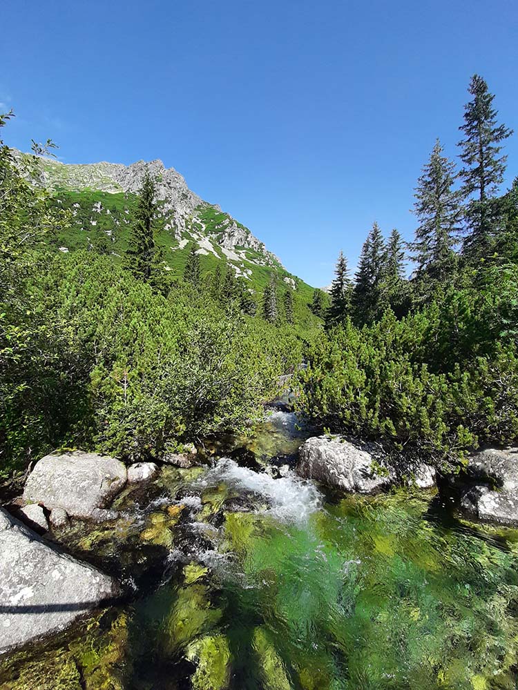 A turistaútat folyók és vízesések keresztezik